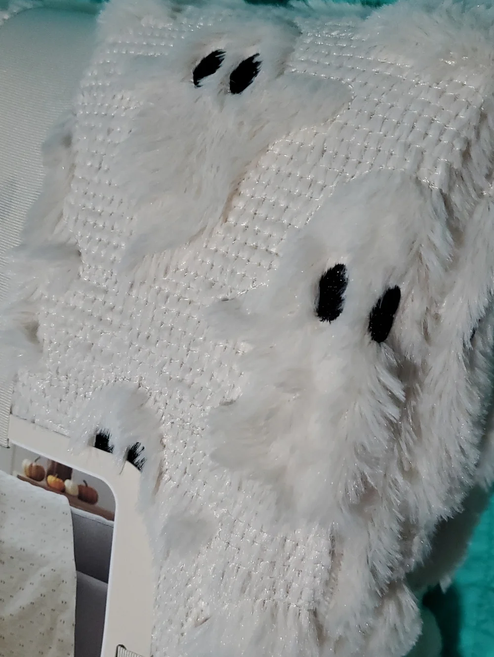 Embroidered Faux Fur Ghost Throw Blanket